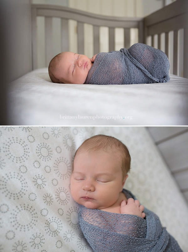 Newborn sleeps in crib