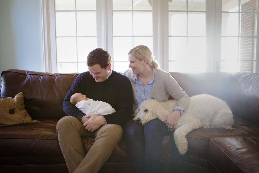 Happy family with newborn