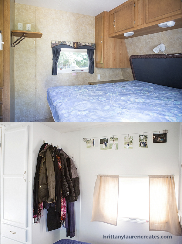 Camper bedroom makeover before and after